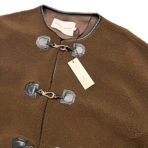 Rebecca Minkoff Shearling Toggle Jacket Chocolate Brown Medium Coat Plush New